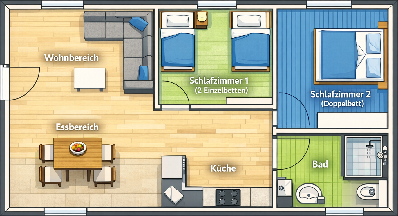 Grundriss der Ferienhäuser